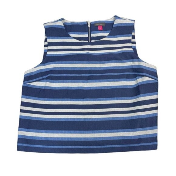 VINCE CAMUTO Striped Shell Top Sz Medium Rear Zip - Picture 2 of 6